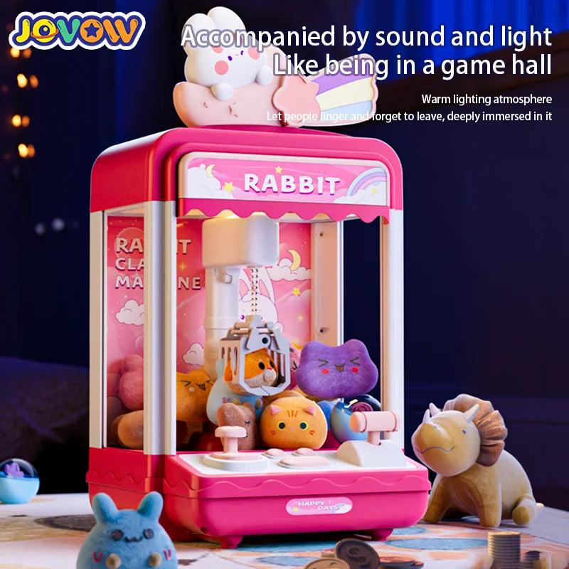 Máquina de boneca automática brinquedos para crianças mini dos desenhos animados moeda operado jogo garra guindaste máquinas com luz música crianças brinquedo