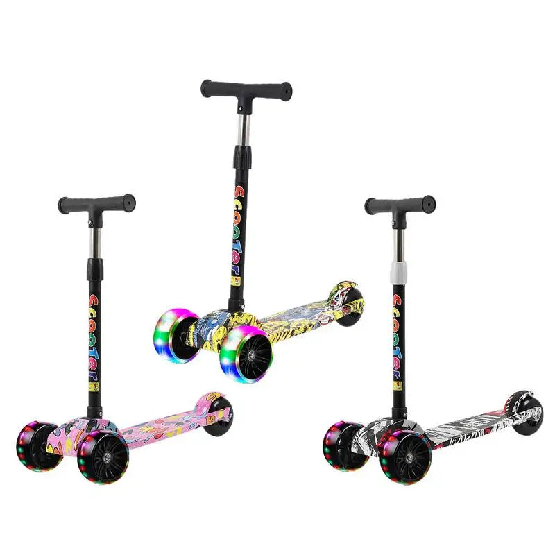 Children Scooter 3 Wheel Scooter With Flash Wheels Kick Scooter Adjustable Height Foldable Children Scooter For 2-12 Year Kids