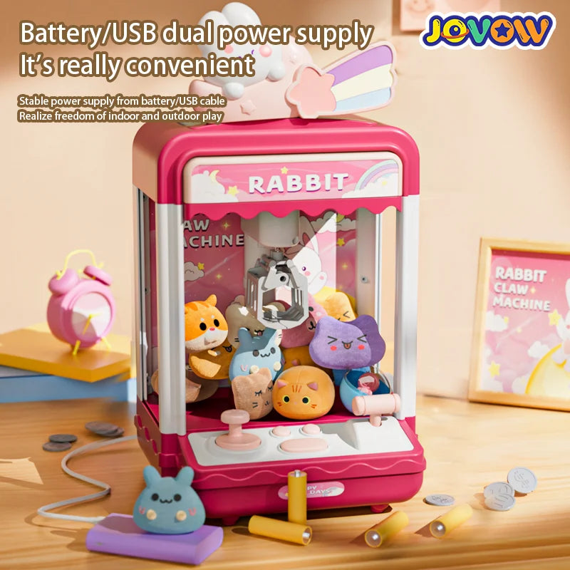 Máquina de boneca automática brinquedos para crianças mini dos desenhos animados moeda operado jogo garra guindaste máquinas com luz música crianças brinquedo