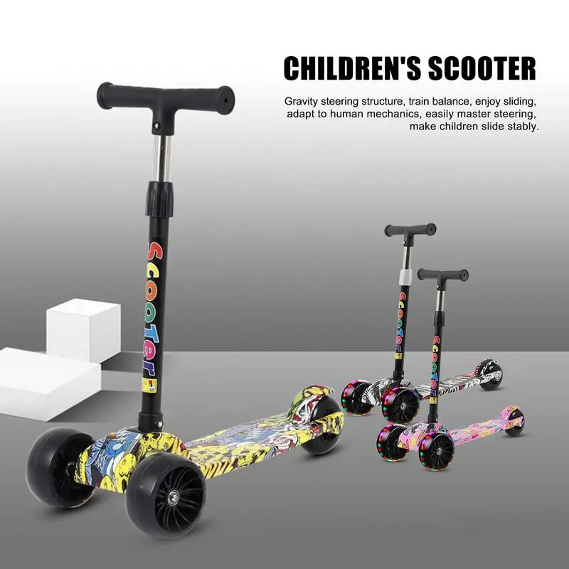 Children Scooter 3 Wheel Scooter With Flash Wheels Kick Scooter Adjustable Height Foldable Children Scooter For 2-12 Year Kids